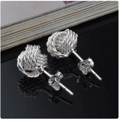 RMZ GOLD NYC 925 Silver Love Nut Stud Earrings