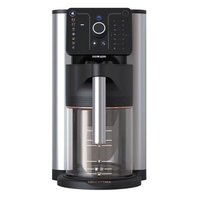Aqua Optima Aurora 10-Cup Drip Coffee Maker, SCA & WQA Certified, Built-in Water Filtration, Glass Carafe, Hot Water Dispenser, Stainless/Black
