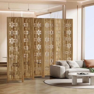 MAYEERTY 127*67 in Wood Room Divider Folding Privacy Screen Freestanding Partition for Indoor, 8-Panels, Brown