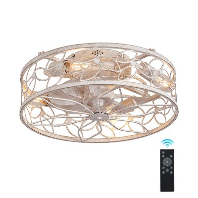 XINGHANZHENXUAN Black Vintage Caged Ceiling Fan Light, Remote Control, Industrial Style for Living Room, Bedroom, and Kitchen (Bulb Not Included)