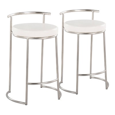 Set of 2 Round Fuji Counter Height Barstools - LumiSource