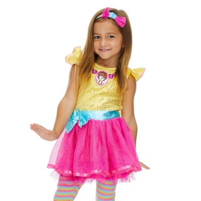 Disney Fancy Nancy Girls Cosplay Costume Dress Leggings and Headband 3 Piece Set Little Kid to Big Kid 