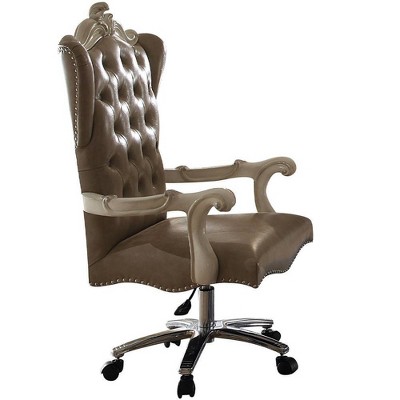 27" Versailles PU Executive Office Chair Vintage Gray/Bone White - Acme Furniture: Swivel, Adjustable, Casters