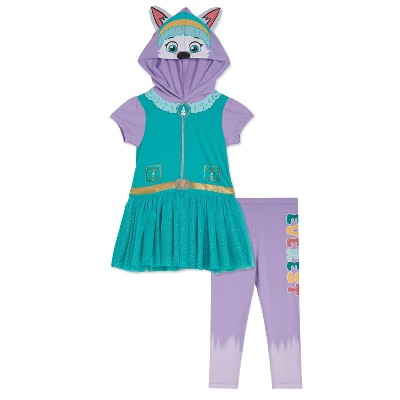 PAW Patrol Girls Hooded Cosplay T-Shirt Dress and Leggings Outfit Set Toddler