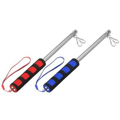 Unique Bargains Stainless Steel Non-slip Sponge Handle Portable Collapsible Flag Pole 9 Sections 2 Pc
