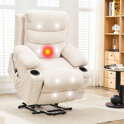 Power Lift Recliner Chair with Massage & Heat, Small Spaces Useage Living Room or RV Single Sofa for Adults, 135° Reclining Accent Chairs