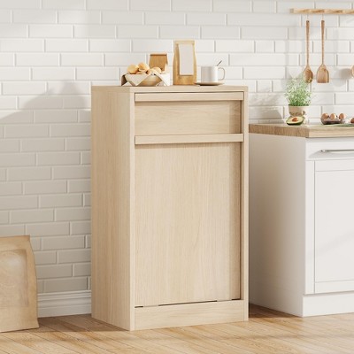 Modern Tilt Out Trash Cabinet with 10 Gallon Storage, Hidden Freestanding Garbage Can Cabinet