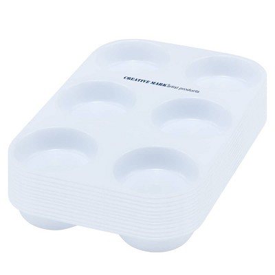Creative Mark Plastic Muffin Paint Tray Palette - Pack of 12, Durable, Reusable, Solvent-Resistant, with Oversized Paint Wells For Students, Artists,