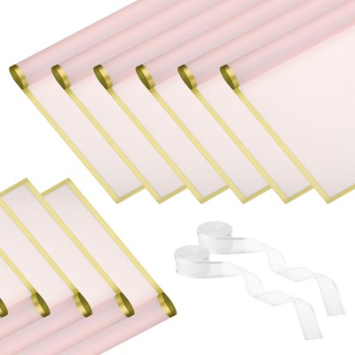 Unique Bargains DIY Crafts Gift Packaging Waterproof Flower Wrapping Paper with 2 Rolls Ribbons