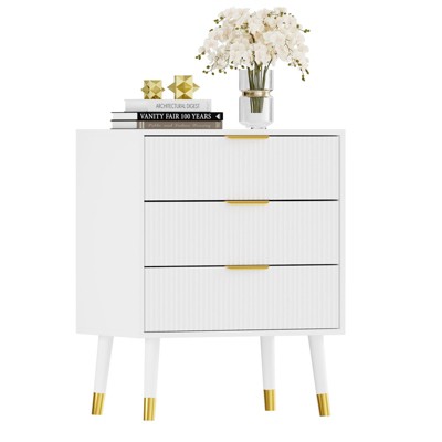 3 Drawer Dresser With Storage, 28.5"23.6"15.4" Chest of Drawers With Metal Handles, Modern Minimalist Nightstand With Metal Legs, Organizer Cabine