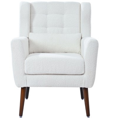 Cesicia White Accent Chair Modern Fabric Living Room Chairs Comfy Reading Chair for Living Room Bedroom