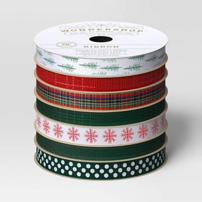 7ct 70' Christmas Fabric Ribbon Red/Green/White - Wondershop™