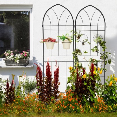 Lirago 2 Pack Metal Garden Trellis Rustproof Climbing Plant Support for Outdoor Flowers Vines Vegetables Black Powder Coated 78.7"H x 19.7"W x 1"D