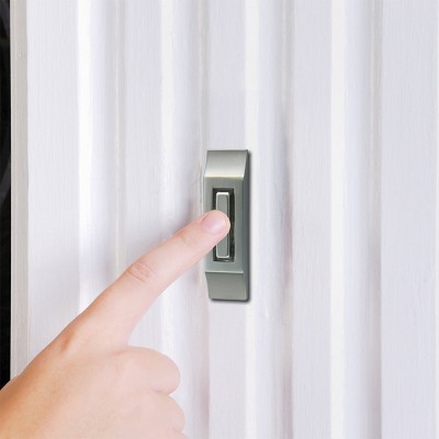 IQ America Contemporary Wired Doorbell, Satin Nickel Lighted Pushbutton Doorbell