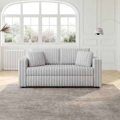 Okak Modern Pull-out Foldable Sofa Bed 54.33" Convertible Loveseat Sleeper Couch Futon with 3 lengths & Adjustable Backrest for Living Room