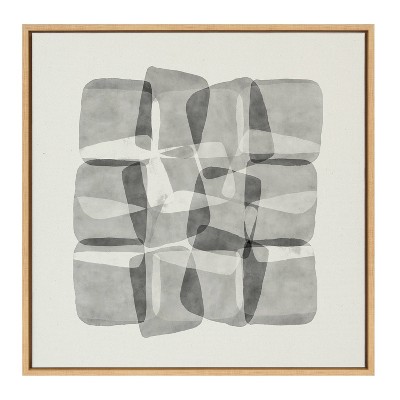 30" x 30" Sylvie Neutral Mod Abstraction Black and White Framed Canvas Natural - Kate & Laurel All Things Decor: Amy Lighthall