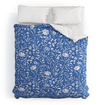 Deny Designs 3pc King Marta Barragan Camarasa White Floral Perennial Pleasure Comforter and Sham Set