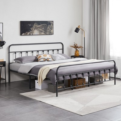 Yaheetech Iron Platform Bed Frame with High Headboard and Footboard