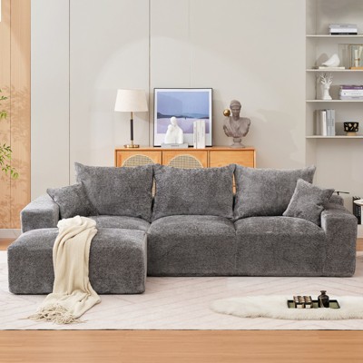 110'' Modular Sectional Sofa – L-Shaped Cloud Couch with Chaise, Deep Seat Chenille Sofa, No Assembly