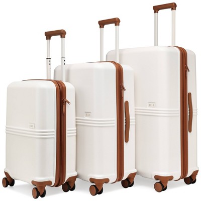ELLE Luggage Checked Expedition 3pc Expandable Polycarbonate Spinner Hardside Suitcase Set