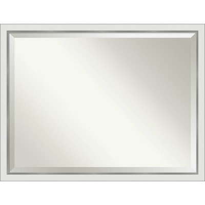 43" x 33" Eva White Narrow Framed Wall Mirror Silver - Amanti Art: Modern Beveled, No Assembly Required