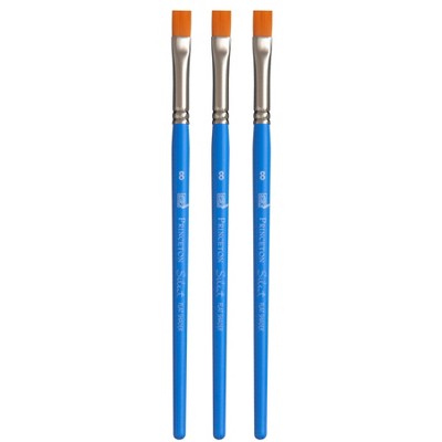 Princeton Select Artiste Flat Shader Brush, Synthetic Bristles, Short Handle Mixed Media Paintbrush, Jewel Blue, Size 8, Pack of 3