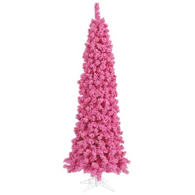 Vickerman Flocked Pink Pencil Fir Artificial Christmas Tree Unlit