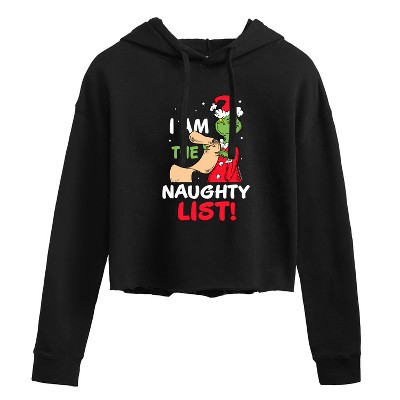 Women's - Dr. Seuss - The Grinch I Am The Naughty List Cropped Graphic Hoodie