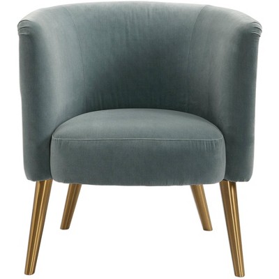 Uttermost Haider Slate Blue Velvet Accent Barrel Chair