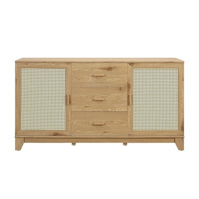 Sheridan 59.05" Modern 4 Shelf Cane Sideboard - Manhattan Comfort