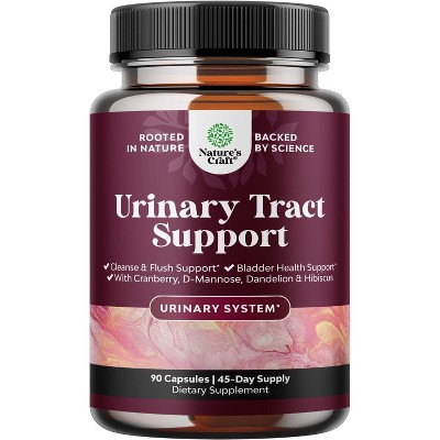 Urinary Tract Support Supplement, High Potency D-Mannose with Cranberry Juice Powder & Dandelion for Urinary Tract Health, Nature's Craft, 90ct