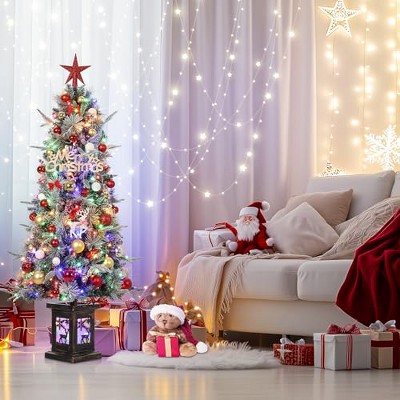GustoWave 4.5-Foot Tall Christmas Tree,Two-Color switchable,with Snowflake Berries, Perfect Christmas Decoration fo Living Room, Holiday Party