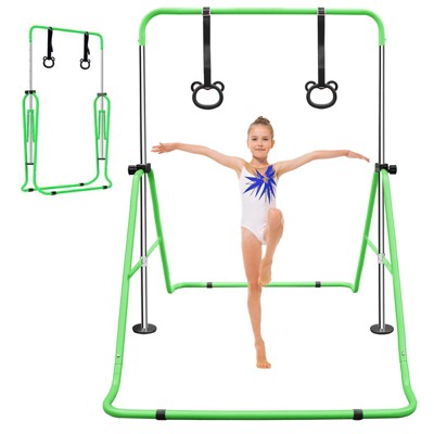 Gulches Green Multi-Functional Adjustable Height Children's Horizontal Gymnastic Bar With Bear Rings