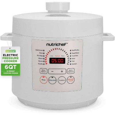 NutriChef 6QT Electric Pressure Cooker - Multi-Function Digital Countertop - Adjustable Time & Temp Settings