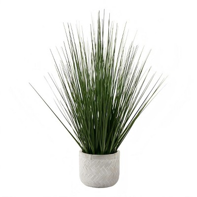GlasFlength Artificial Plants Small Fake Plants Artificial Grass Plants Faux Plants for Indoor Home Table Decor, Green, 14"*14"*20.5"
