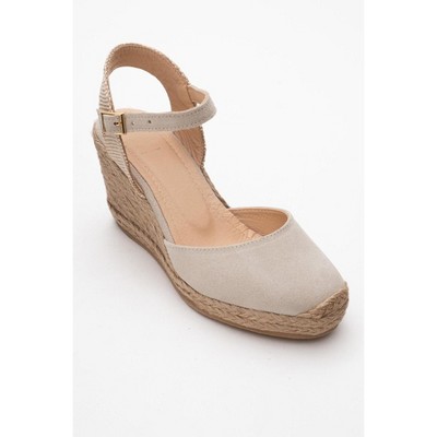 Sinta - Beige Suede Leather Platform Espadrille (Women) | Forever & Always Shoes