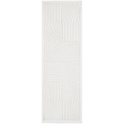 Wooden Geometric Handmade Carved Panel Wall Decor with Looped Sand Art Design - CosmoLiving by Cosmopolitan