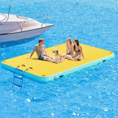 AMERLIFE Inflatable Floating Dock with Non-Slip Surface, Detachable Ladder