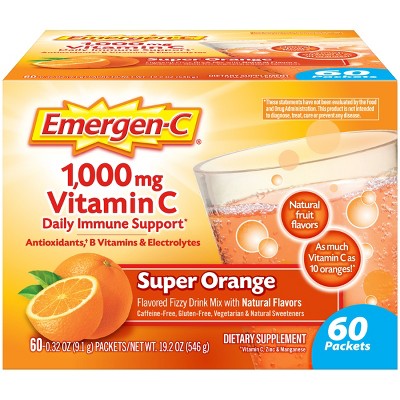 Emergen-C Vitamin C Supplement Drink Mix Packet Powder - Super Orange - 60ct