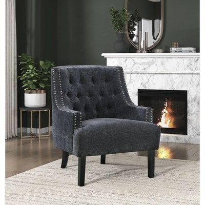 NicBex 1pc Accent Chair with  Button Tufted Textured Fabric Solid Wood Lounge Chair Reading Chair Comfy Chair for Living Room Bedroom Studio