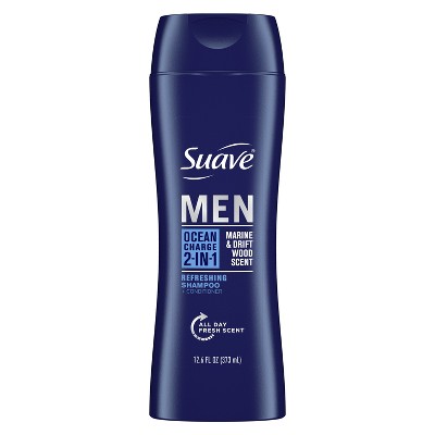 Suave Men 2 in 1 Shampoo and Conditioner, Ocean Charge Mens Shampoo and Conditioner, Infused with Panthenol All Day Fresh Scent 12.6 oz
