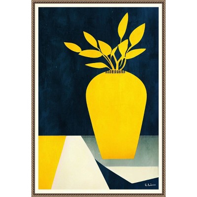23"x33" June Flowers by Bo Anderson Framed Canvas Wall Art Print Bronze - Amanti Art: Modern Lithograph, Polystyrene Frame