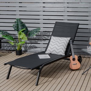 Costway Outdoor Adjustable Chaise Lounge Patio 6-Position Recliner with Wheels - 1 of 4