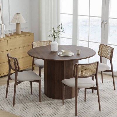 Dovelina Round Dining Table Modern Wood Kitchen Table for 4 People - 46"