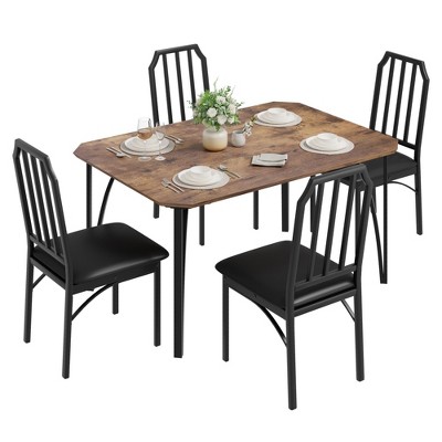 3-Piece Dining Table Set for 2 with Upholstered Chairs, Small Kitchen and Dining Room Table, Kitchen Table and Chair Set of 2, Space-Saving Design