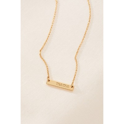 Tiny Tags 14K Gold Ion Plated Mama Bar Chain Necklace