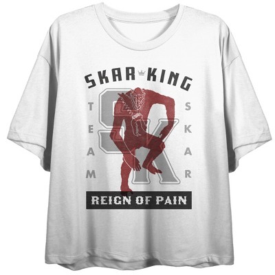 Godzilla Vs. Kong The New Empire Skar-King Reign Of Pain Crew Neck Short Sleeve Women's White Crop Top