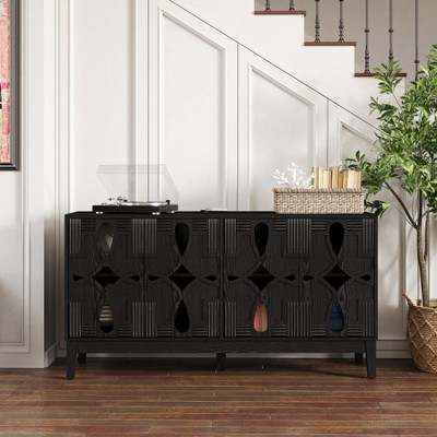 Bella Depot 60.5" Mid Century Sideboard Buffet 4 Doors and Adjustable Shelves