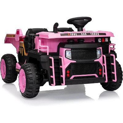 24V 2-Seater Ride-On Dump Truck for Kids, Remote Control Construction Toy with Electric Dump Bed, Extra Shovel, 2WD/4WD, Music Player