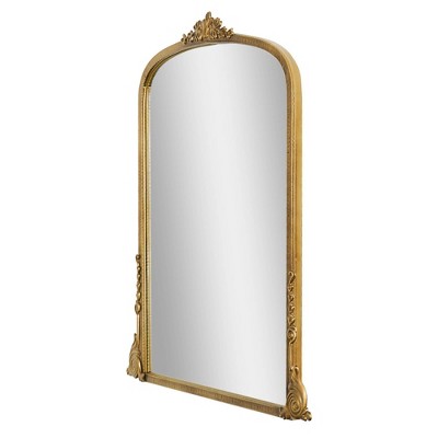 23" x 29.5" Arch Ornate Metal Accent Wall Mirror Antique Gold - Head West: Baroque Inspired, No Assembly Required